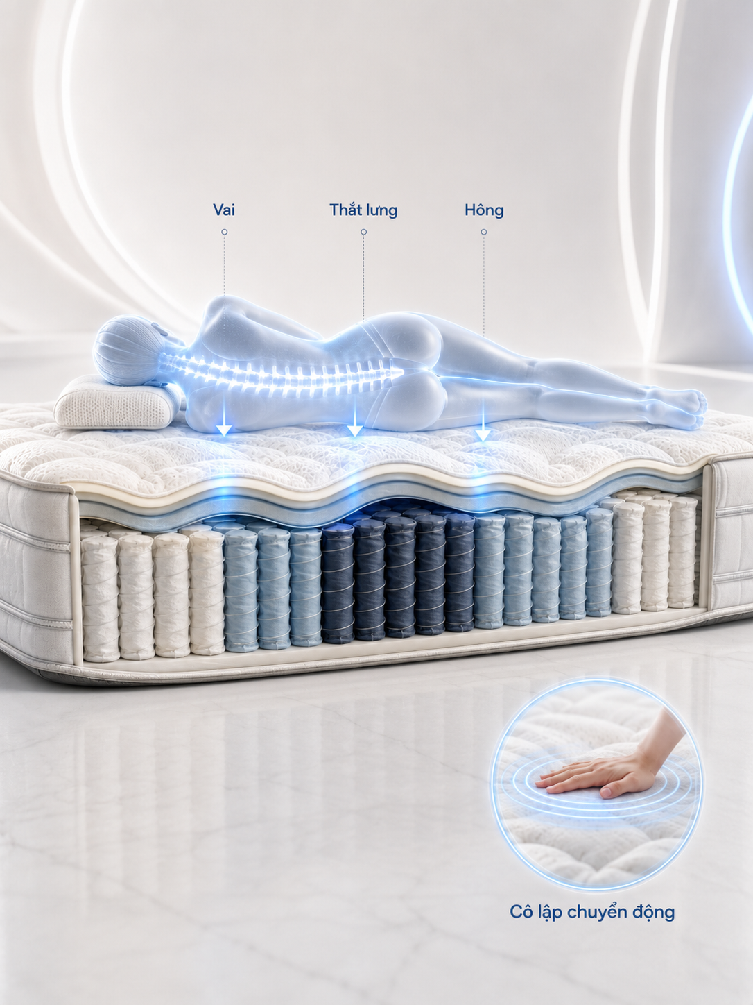 Công nghệ Multi-IPS 3-5 Zone của Dunopillo – ảnh slider dọc