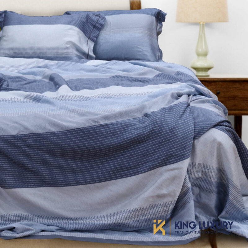 Bộ chăn ga Austin Horn Cotton Hoạ tiết Sọc Xanh