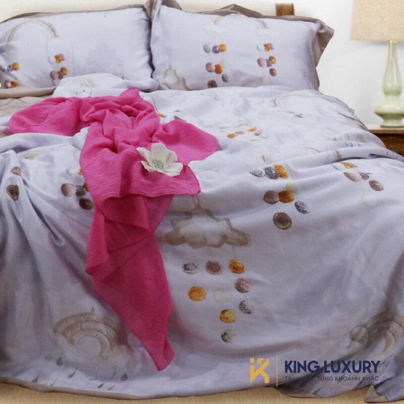 Bộ chăn ga Austin Horn Cotton Bầu trời Ước nguyện Tím nhạt