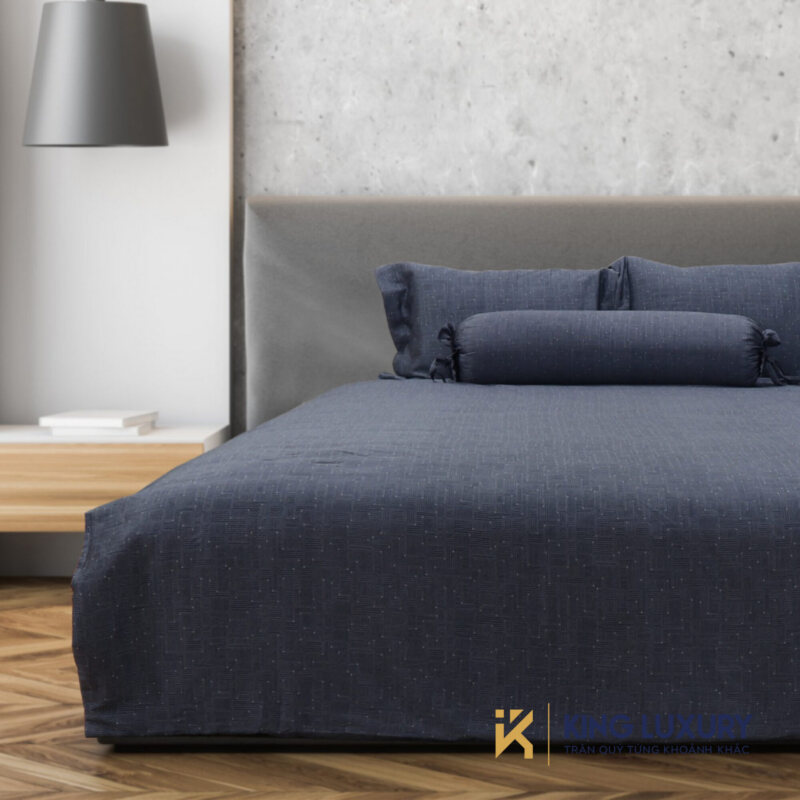 Bộ chăn ga Katakura Tencel Pro Ánh sao đêm xanh than