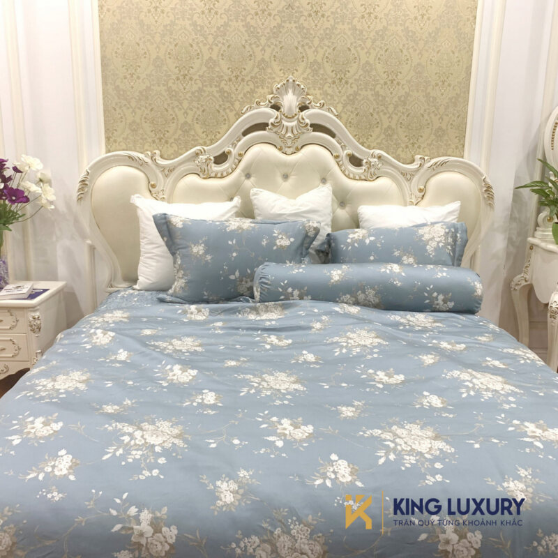 Bộ chăn ga Katakura Tencel Pro Phủ Hoa Nở Xanh