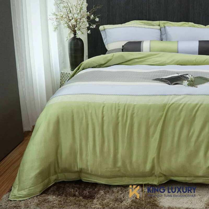 Bộ chăn ga Katakura Tencel Biển thu Xanh cốm
