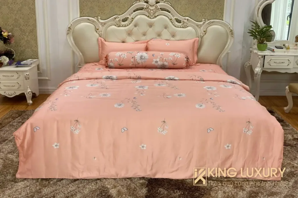 Tencel Pro Vườn Cúc Hồng Cam