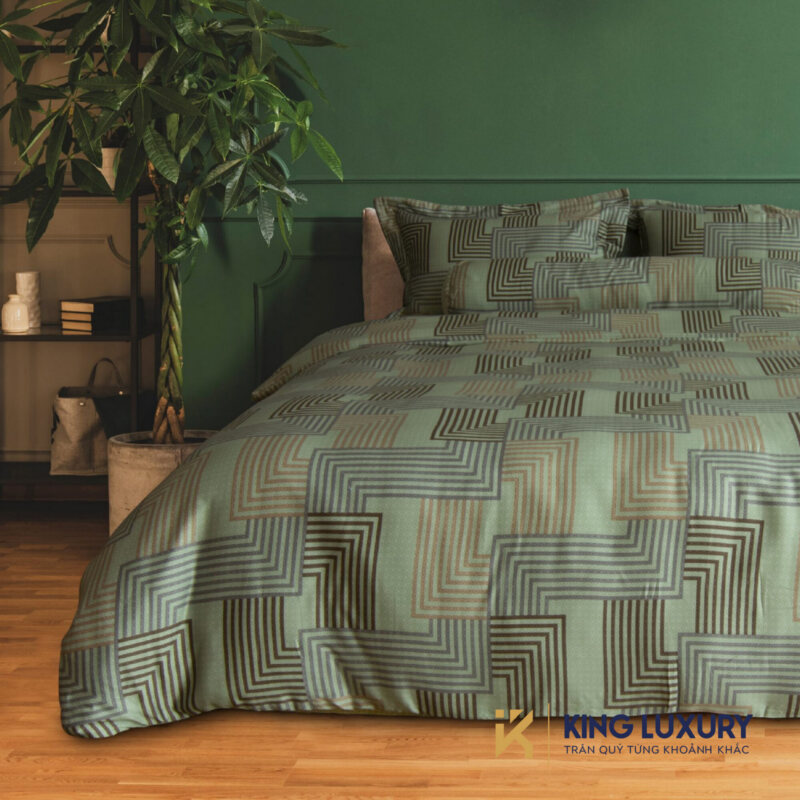 Bộ chăn ga Katakura Tencel Mê Cung Xanh