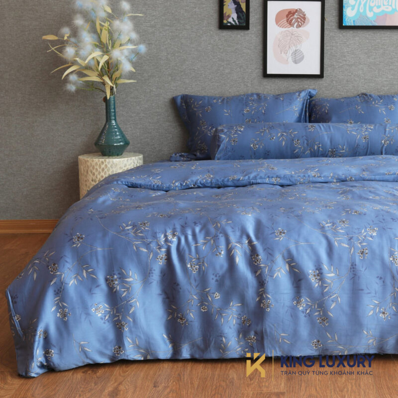 Bộ chăn ga Katakura Tencel Pro Hoa Lá Xanh