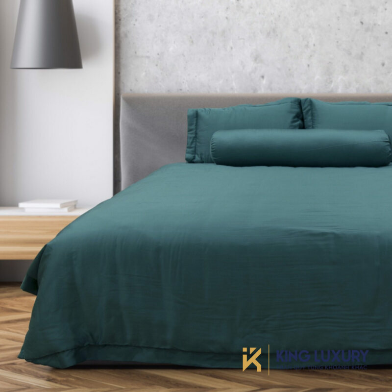 Bộ chăn ga Katakura Tencel Pro Xanh đậm trơn