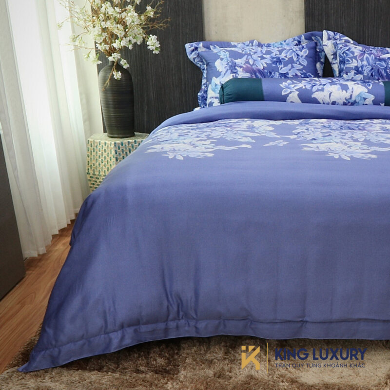 Bộ chăn ga Katakura Tencel Vườn Ly Xanh Thắm